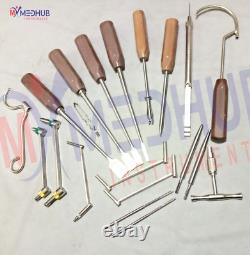 Bone Chisel Wire Passer Drill Guide Screwdriver Set Of 20PCs Surgical Orthopedic