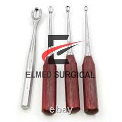 Set of 4Pcs Femoral Ligament Cutter Hatt Spoon Surgical Orthopedic Instrument