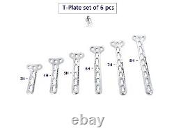 T-Plate Set of 6 pcs Veterinary Surgical Instrument SS