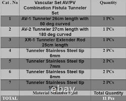 Vascular Set Fistula Tunneler Set of 11 PCS Surgical Instruments